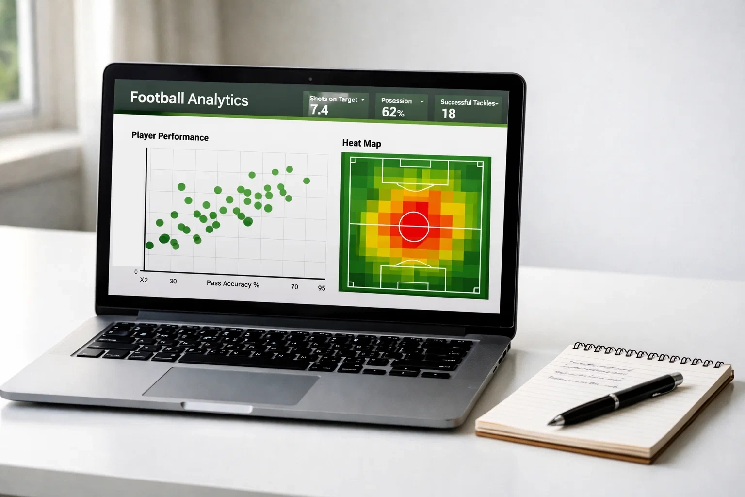 Estadísticas avanzadas xG de la Premier League en pantalla de análisis